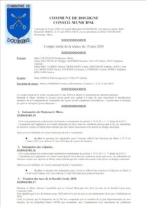 Compte rendu du Conseil Municipal du 20 juillet 2020