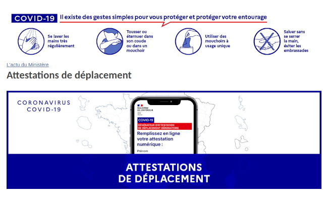 Attestation de déplacement