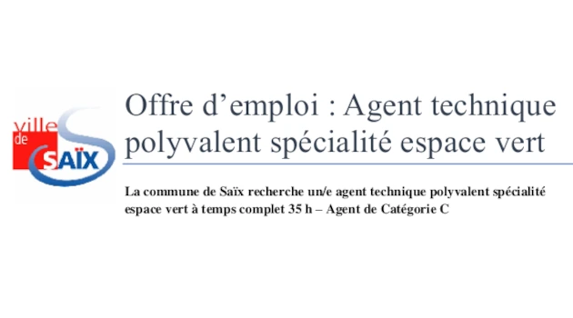 Agent technique polyvalent spécialité espace vert