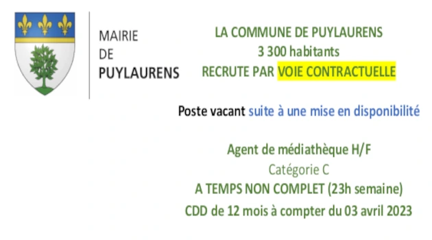 Agent de médiathèque H/F Catégorie C