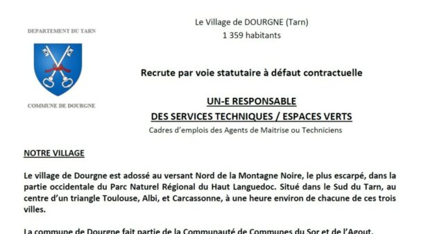 Un.e Responsable des Services Techniques / Espaces verts